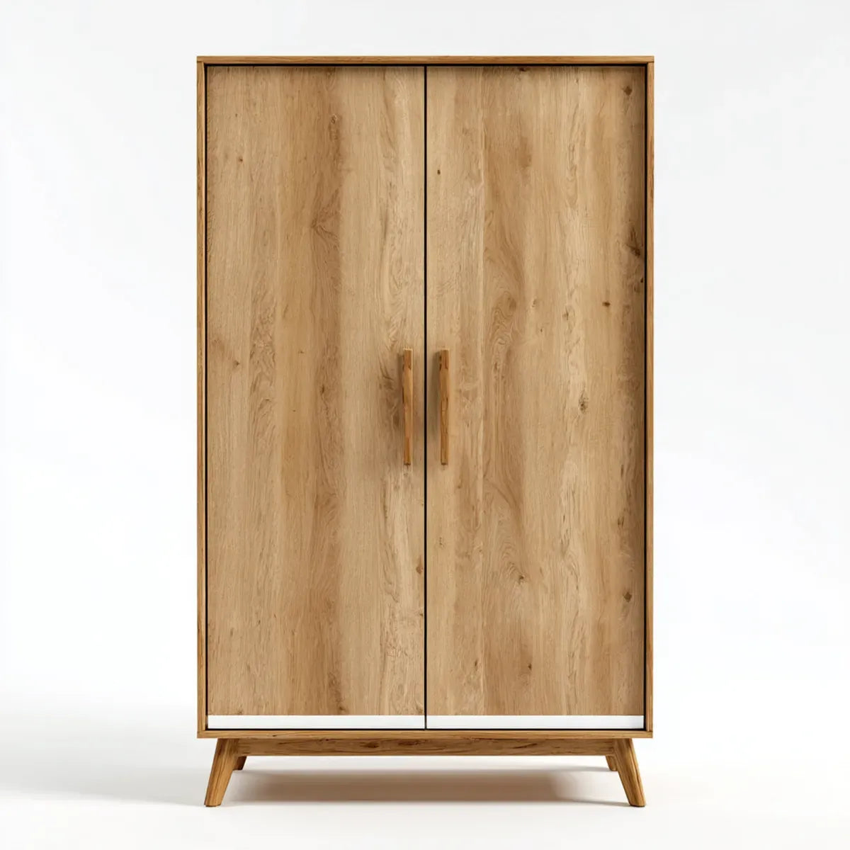 Armoire de chambre 2 portes chêne naturel 100 x 55 x 190 cm en chêne massif rectangulaire