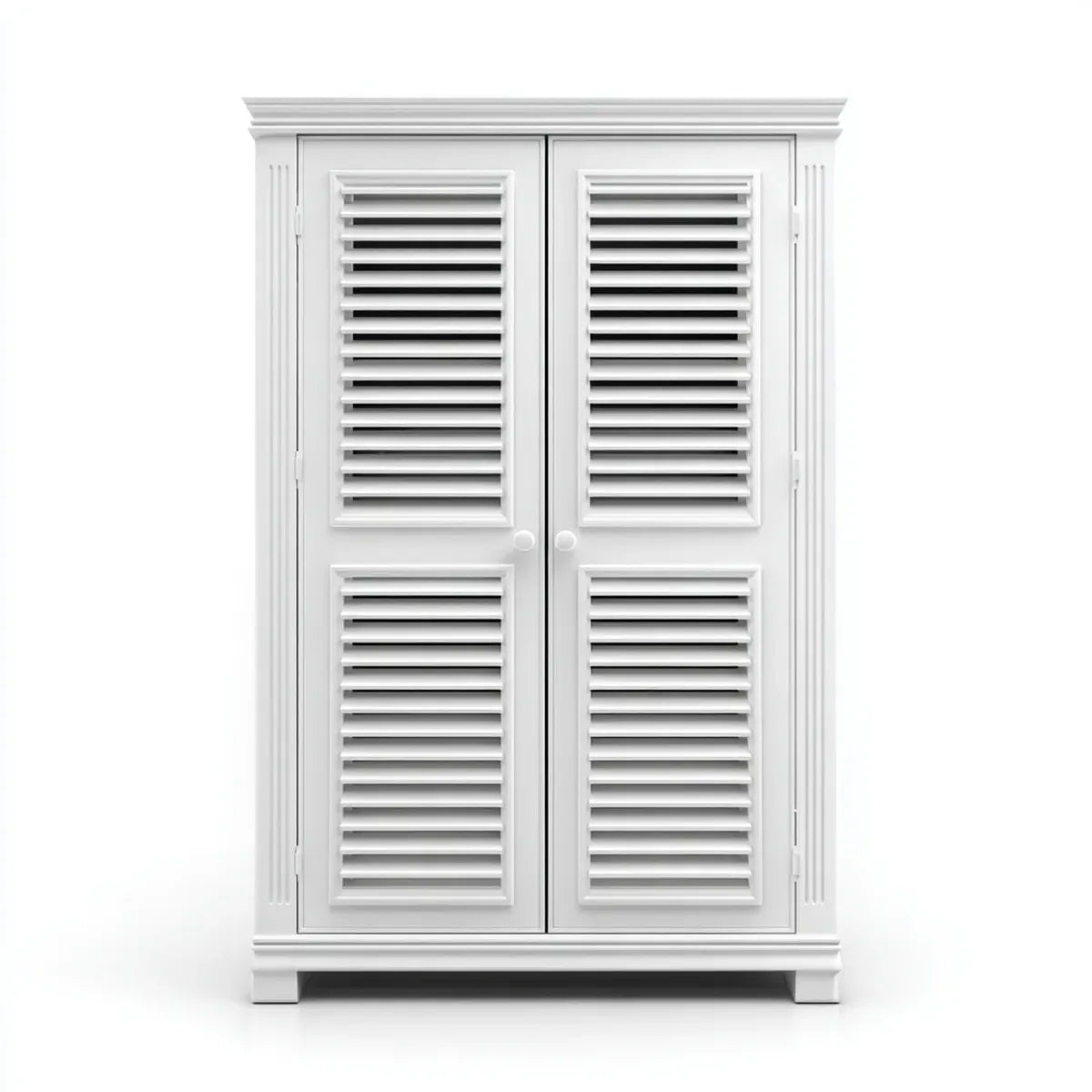 Armoire de chambre 2 portes battantes persiennées blanche 100 x 55 x 200 cm en panneaux MDF rectangulaire