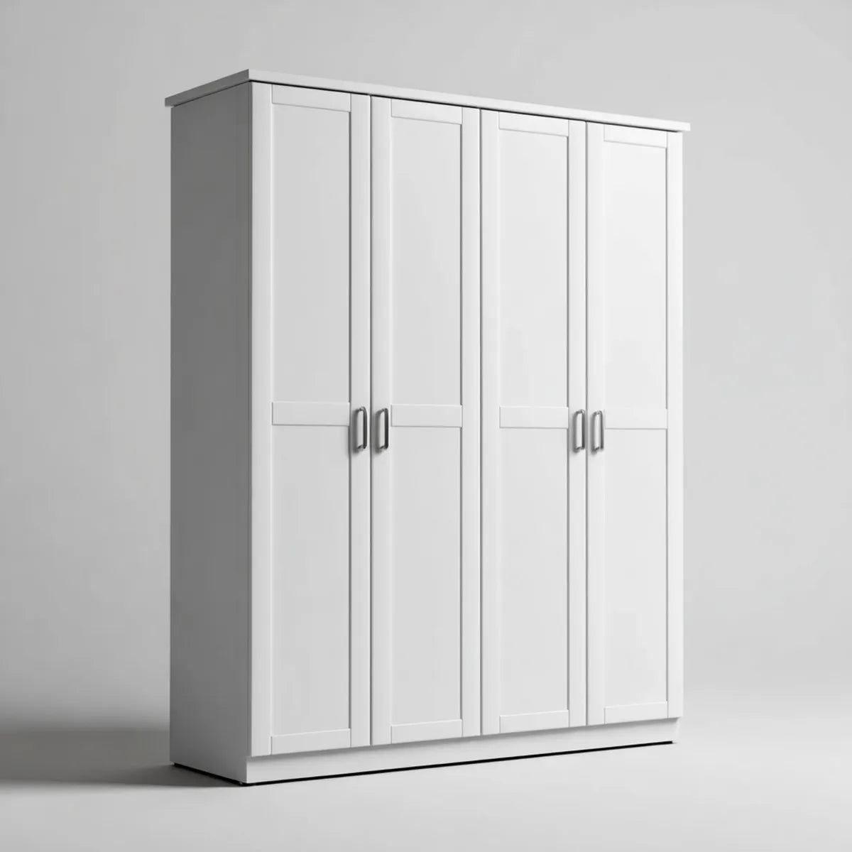 Armoire de chambre 4 portes blanche 160 x 52 x 190 cm en panneaux de particules rectangulaire