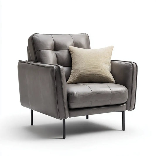 Fauteuil de salon gris foncé en cuir PU 92 x 88 x 90 cm
