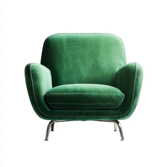 Fauteuil de salon vert en velours de polyester forme arrondie 85 x 85 x 89 cm