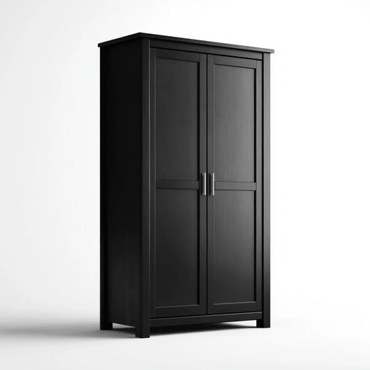 Armoire de chambre 2 portes battantes noire 80 x 50 x 180 cm en panneaux MDF rectangulaire