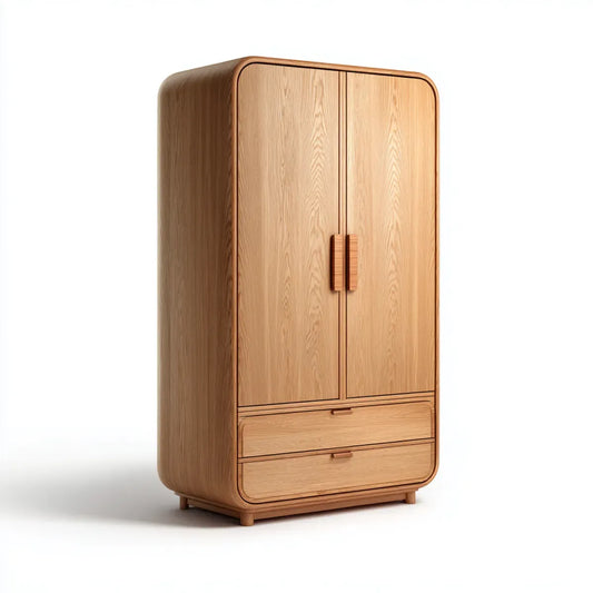 Armoire de chambre 2 portes 2 tiroirs chêne naturel MDF 100 x 55 x 200 cm