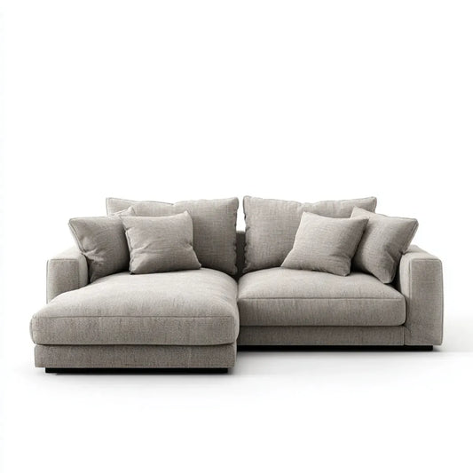 Canapé d'angle gauche 4 places gris taupe en polyester forme L 280 x 170 x 85 cm