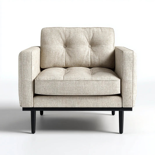 Fauteuil de salon beige 1 place en polyester avec pieds en acier 94 x 84 x 86 cm rectangulaire