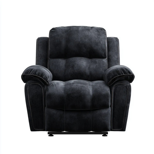 Fauteuil de salon rembourré noir en microfibre polyester rectangulaire 100 x 95 x 103 cm