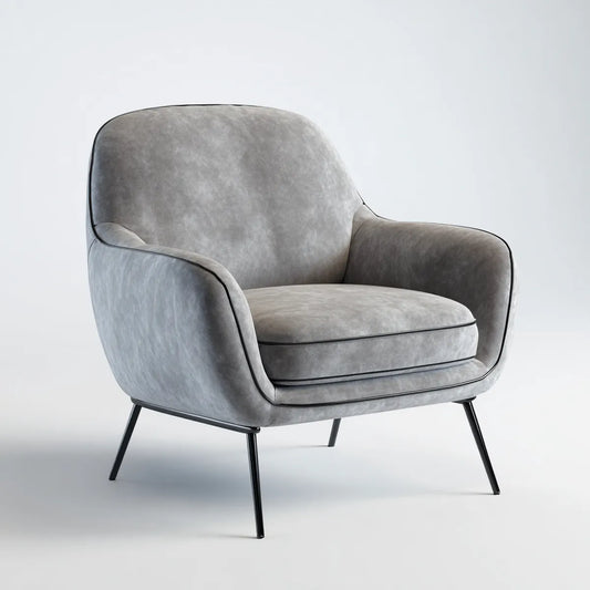Fauteuil de salon gris 78 x 80 x 82 cm en microfibre polyester forme arrondie